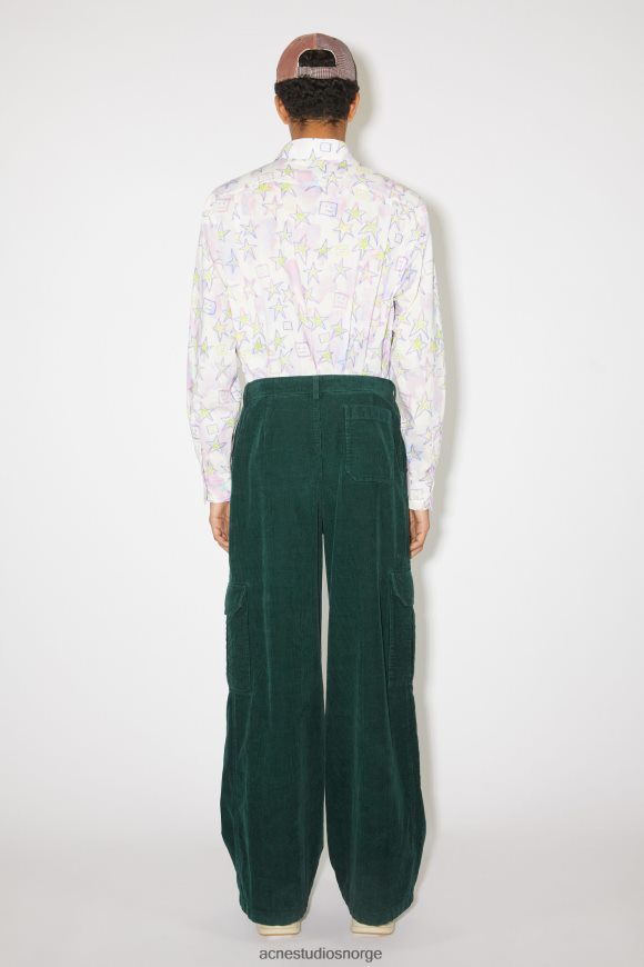 Acne Studios cordfløyel cargo bukser unisex N2PP4F1052 klær nattgrønt