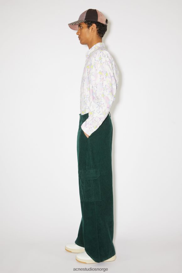 Acne Studios cordfløyel cargo bukser unisex N2PP4F1052 klær nattgrønt