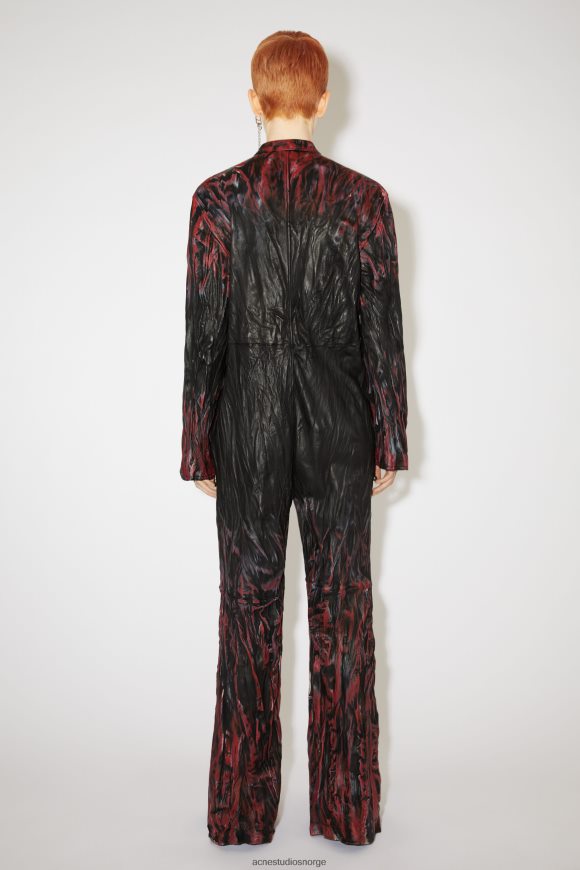 Acne Studios rynket skinn jumpsuit runway show N2PP4F329 klær svart, rød
