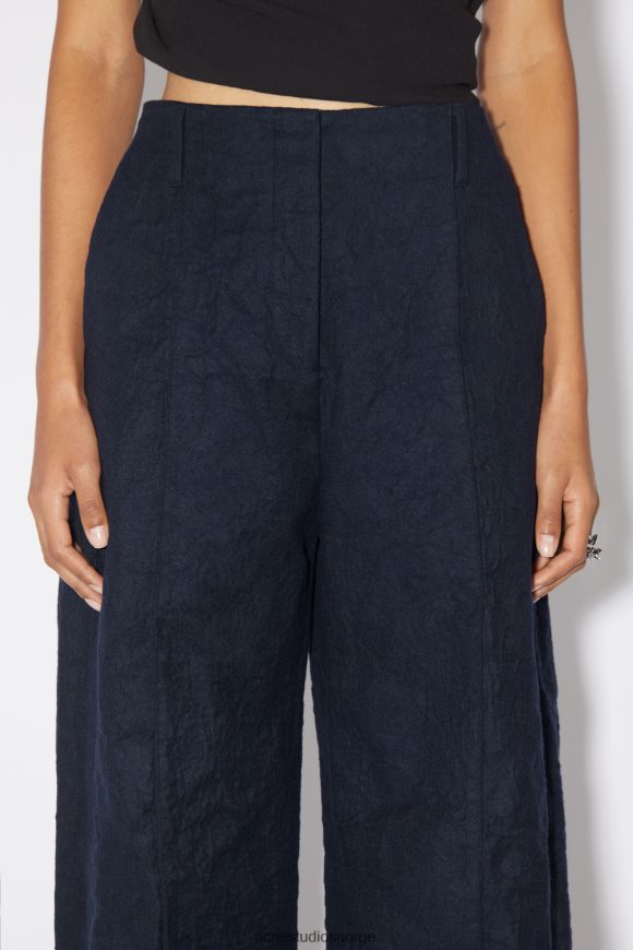 Acne Studios skreddersydd ullblandingsbukse runway show N2PP4F322 klær marineblå