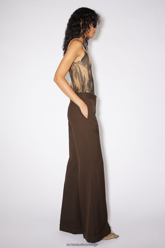 Acne Studios skreddersydde bukser med utsving N2PP4F328 klær kastanje brun