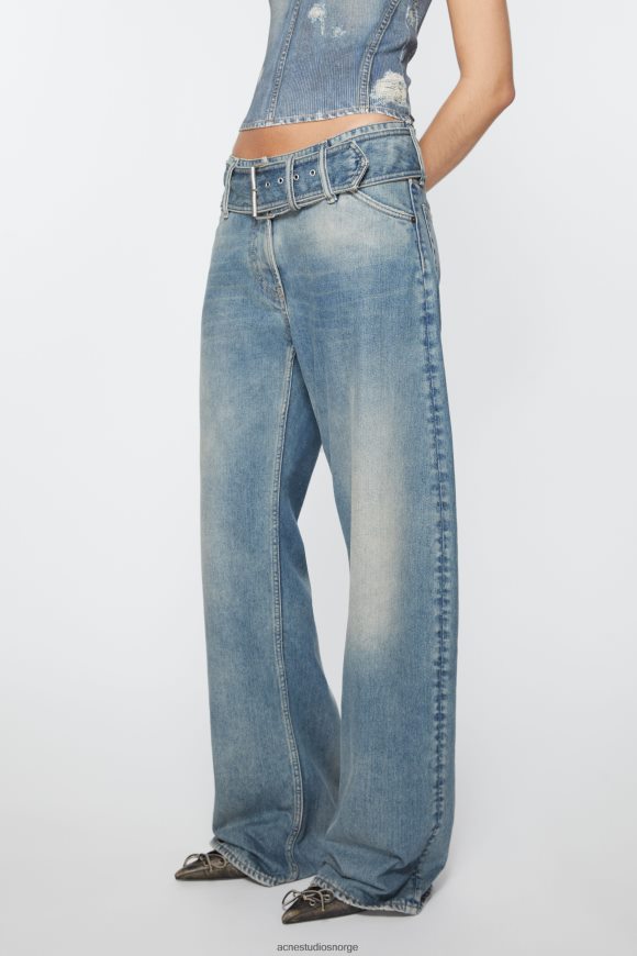 Acne Studios jeans med belte - avslappet passform N2PP4F290 klær mellomblå