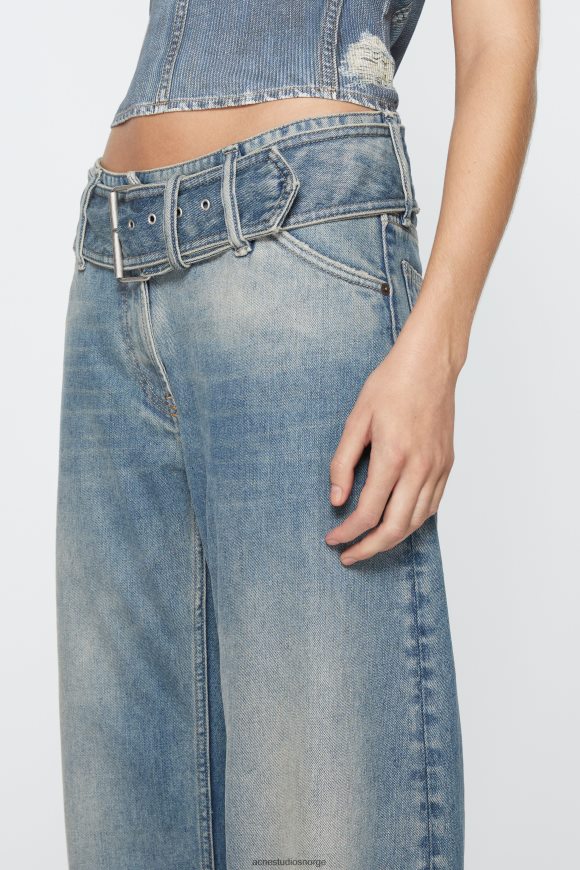 Acne Studios jeans med belte - avslappet passform N2PP4F290 klær mellomblå