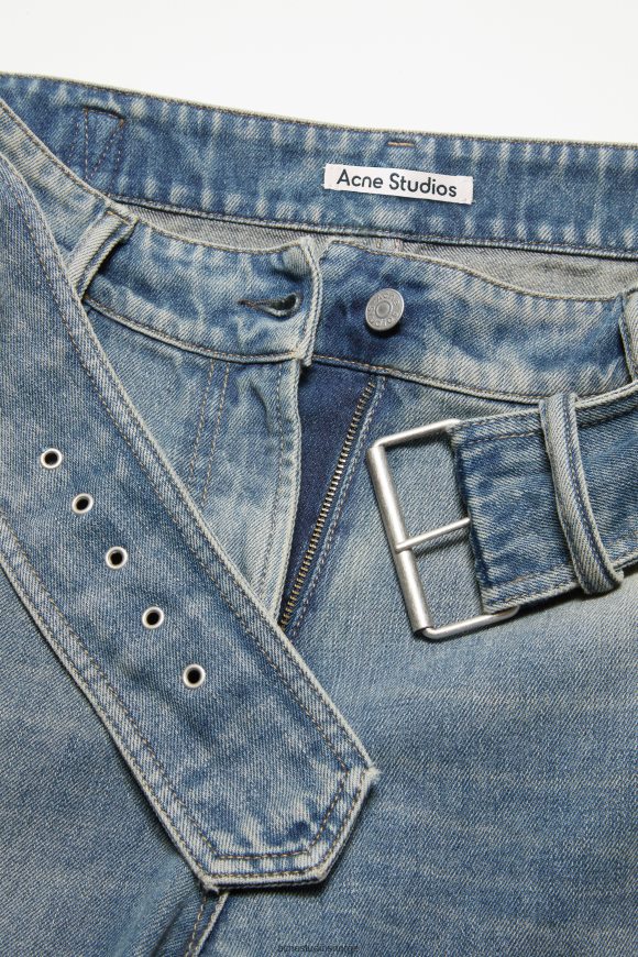 Acne Studios jeans med belte - avslappet passform N2PP4F290 klær mellomblå