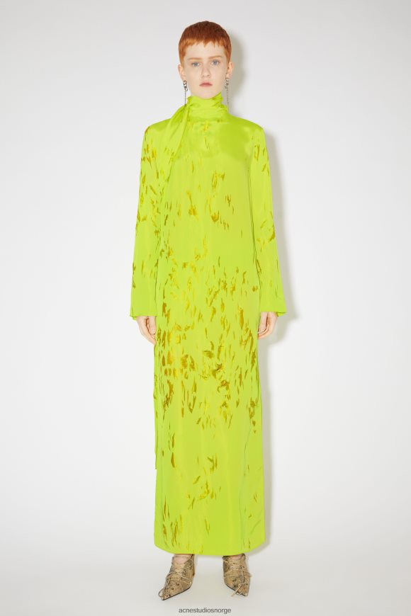 Acne Studios devore drapere kjole rullebane show N2PP4F282 klær limegul