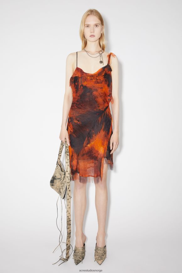 Acne Studios drapert stroppkjole rullebaneshow N2PP4F279 klær rustoransje