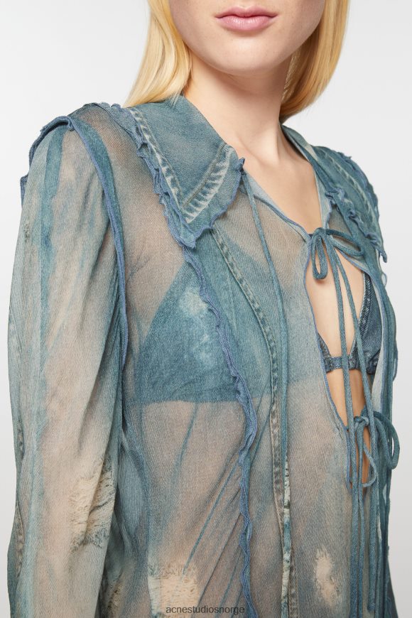 Acne Studios kjole med fløytetrykk N2PP4F262 klær denim blå