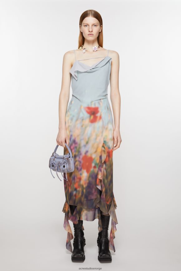 Acne Studios kjole med volanger N2PP4F250 klær støvete blå