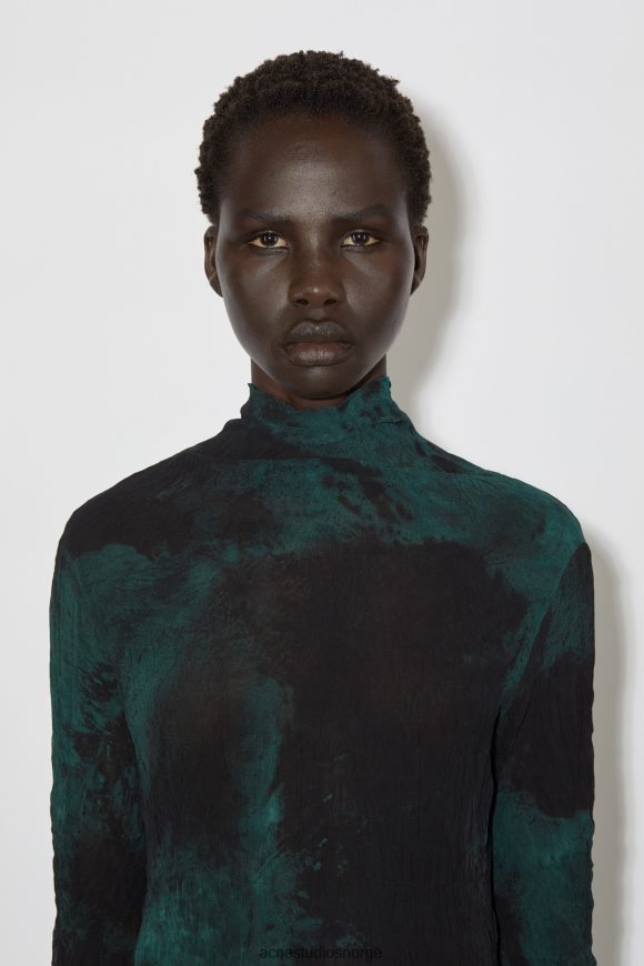 Acne Studios plissert lang kjole runway show N2PP4F270 klær grønn