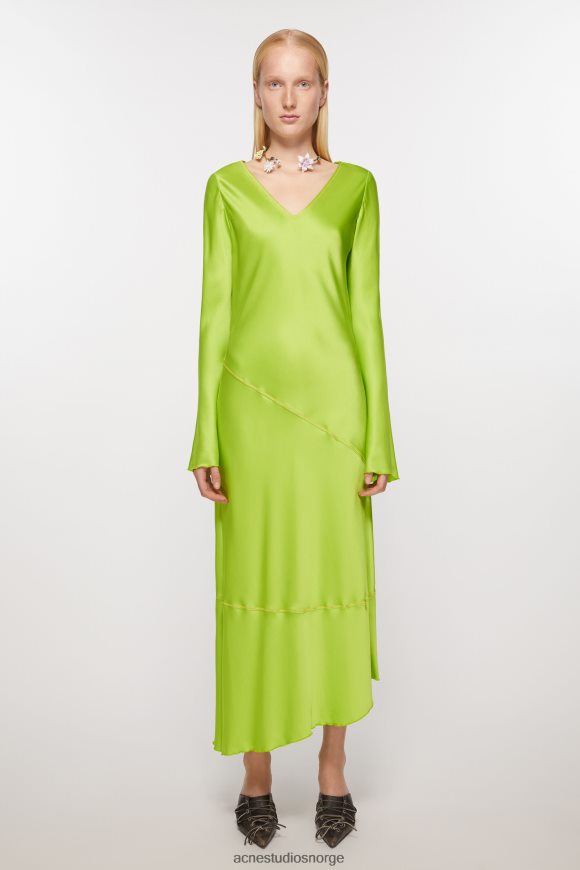 Acne Studios sateng lang kjole N2PP4F259 klær lysegrønn