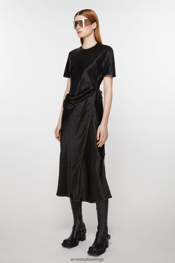 Acne Studios sateng omslagskjole N2PP4F264 klær svart