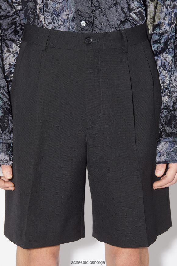 Acne Studios skreddersydde plisserte shorts N2PP4F1084 klær svart