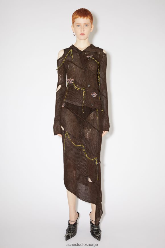 Acne Studios hekle blomsterskjørt rullebaneshow N2PP4F352 klær sjokoladebrun