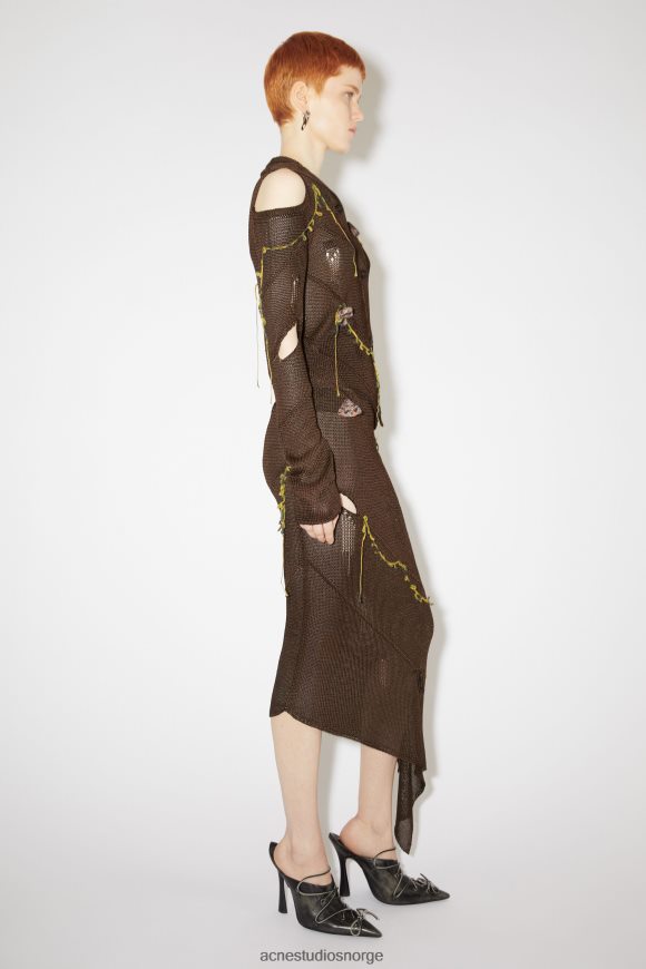 Acne Studios hekle blomsterskjørt rullebaneshow N2PP4F352 klær sjokoladebrun