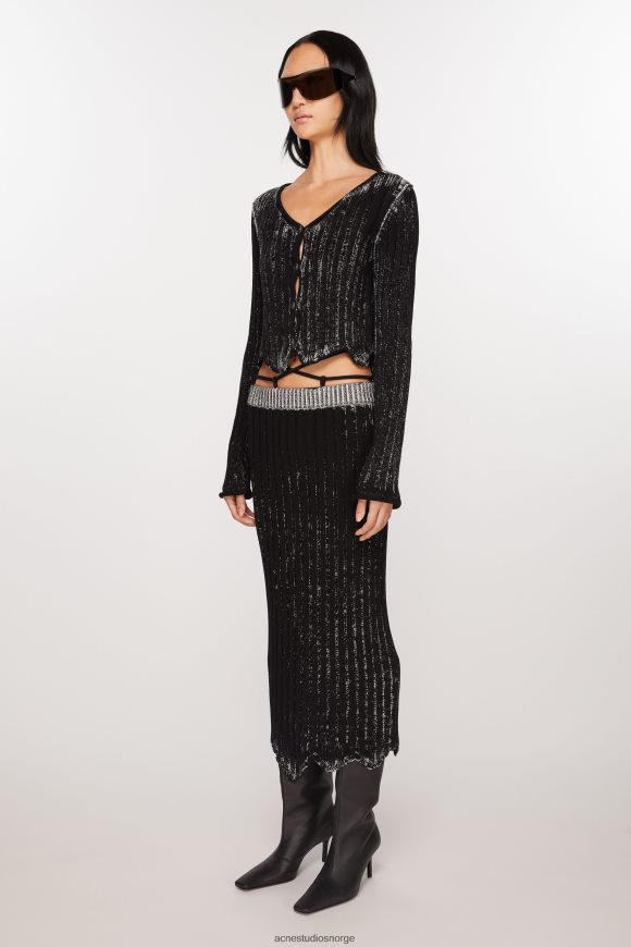 Acne Studios ribbeskjørt N2PP4F249 klær svart hvit