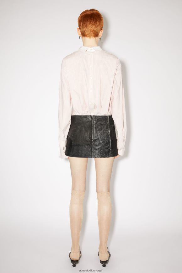 Acne Studios skinn patchwork skjørt runway show N2PP4F344 klær svart