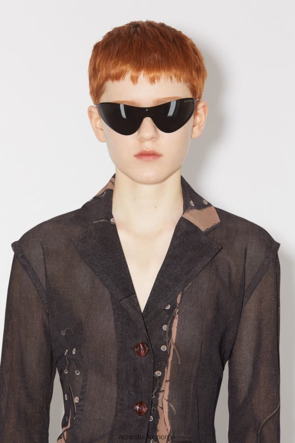Acne Studios trompe l'oeil single-breasted jakke runway show N2PP4F131 klær mørk brun/beige