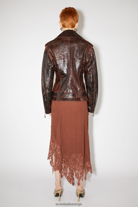 Acne Studios bikerjakke i timeglass i skinn N2PP4F52 klær oransje/svart