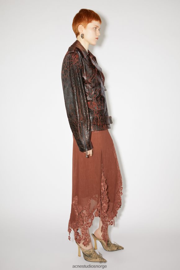 Acne Studios bikerjakke i timeglass i skinn N2PP4F52 klær oransje/svart