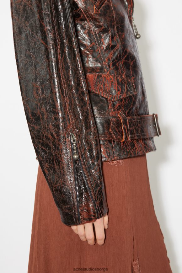 Acne Studios bikerjakke i timeglass i skinn N2PP4F52 klær oransje/svart