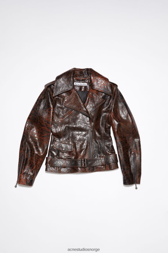 Acne Studios bikerjakke i timeglass i skinn N2PP4F52 klær oransje/svart