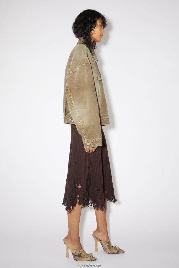 Acne Studios dongerijakke - avslappet cropped passform N2PP4F62 klær beige