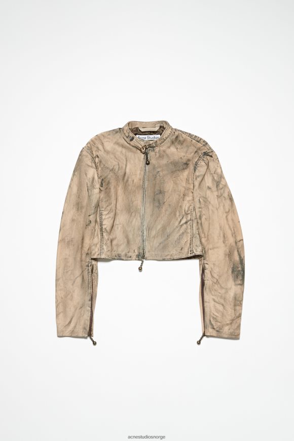 Acne Studios malt skinn biker jakke runway show N2PP4F51 klær beige/grønn
