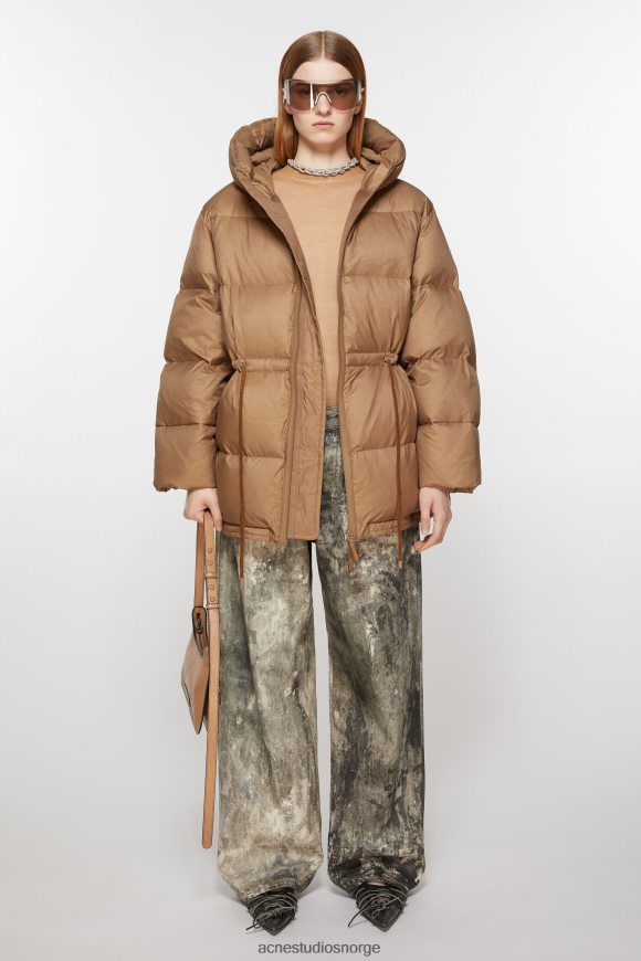 Acne Studios pufferjakke med hette N2PP4F15 klær toffee brun