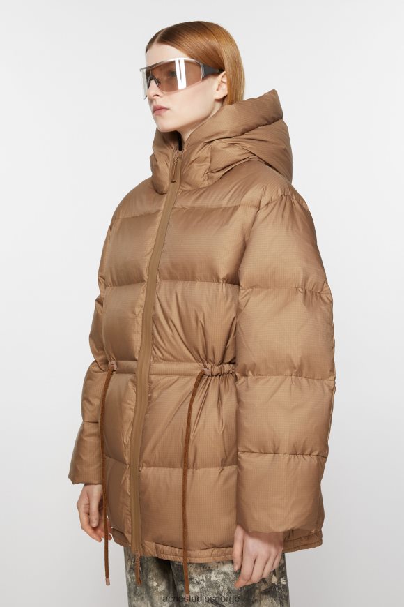 Acne Studios pufferjakke med hette N2PP4F15 klær toffee brun