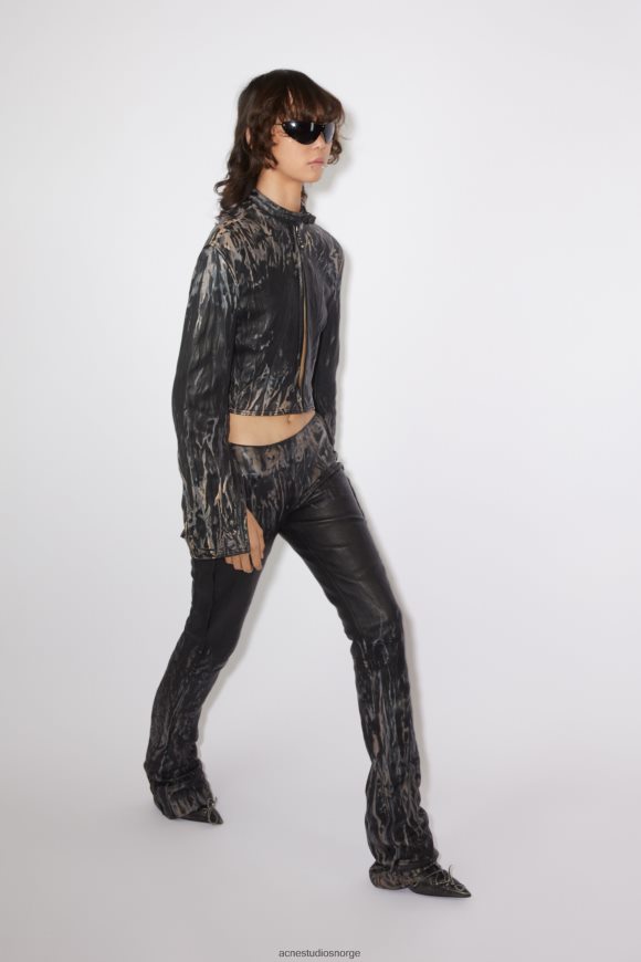 Acne Studios rynket skinn biker jakke runway show N2PP4F50 klær svart/beige