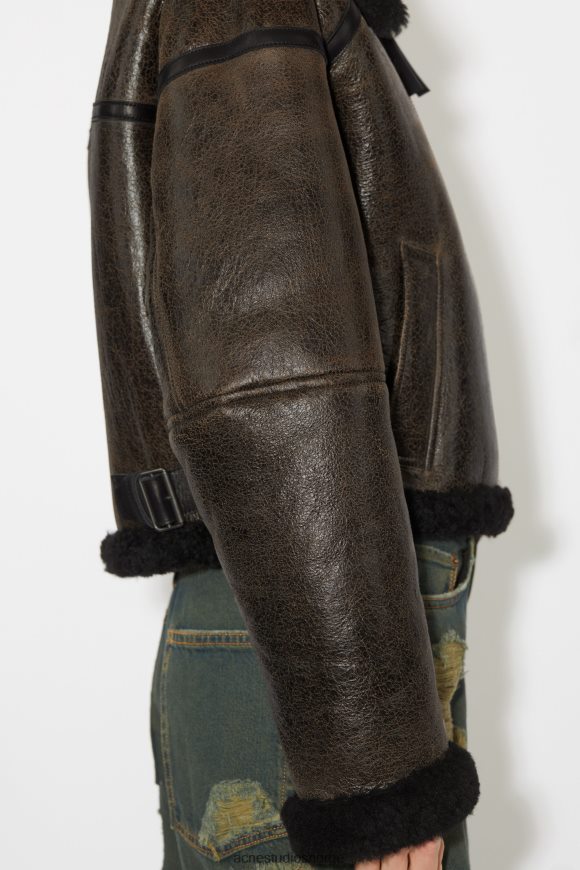 Acne Studios shearling jakke N2PP4F49 klær mørk brun/svart