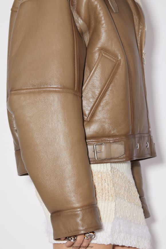 Acne Studios shearling jakke i skinn N2PP4F55 klær brun/lys kamel