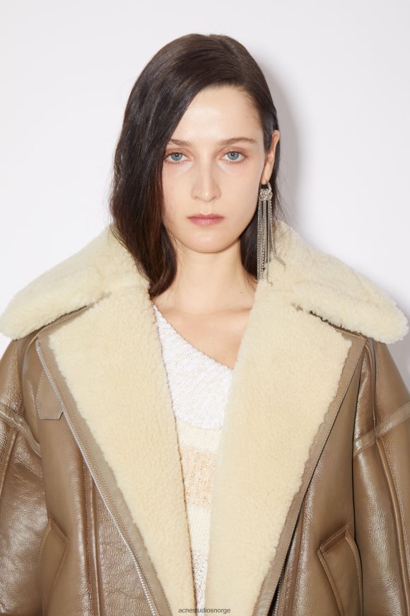 Acne Studios shearling jakke i skinn N2PP4F55 klær brun/lys kamel