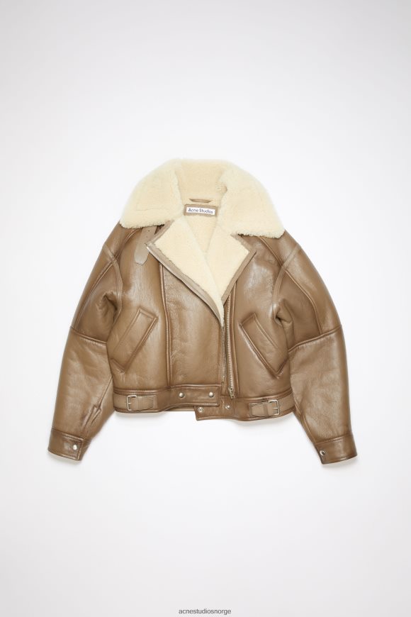 Acne Studios shearling jakke i skinn N2PP4F55 klær brun/lys kamel