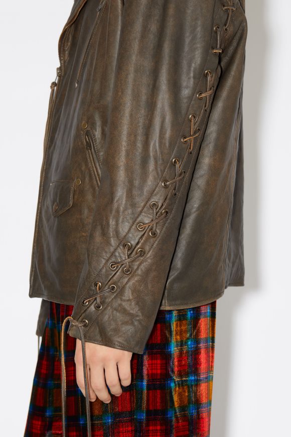 Acne Studios snøret skinnjakke N2PP4F919 klær brun/oransje