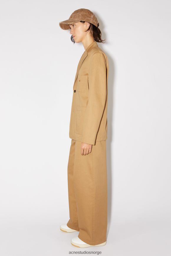 Acne Studios twill bomull skreddersydd jakke unisex N2PP4F24 klær kamelbrun