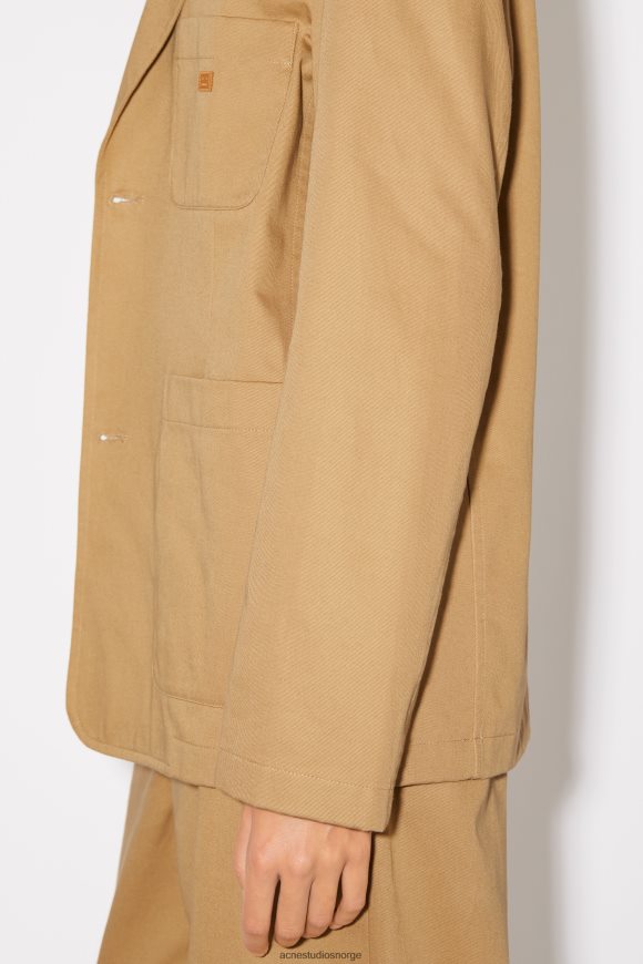 Acne Studios twill bomull skreddersydd jakke unisex N2PP4F24 klær kamelbrun