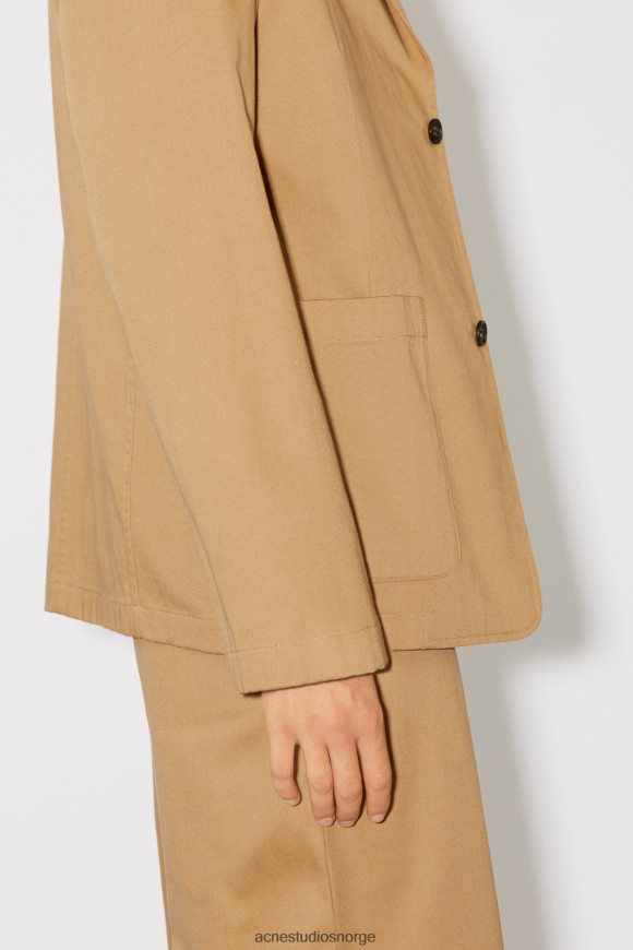 Acne Studios twill bomull skreddersydd jakke unisex N2PP4F902 klær kamelbrun