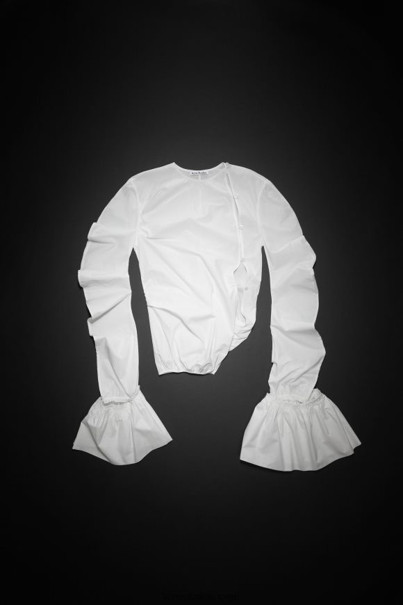 Acne Studios asymmetrisk bluse runway show N2PP4F187 klær hvit