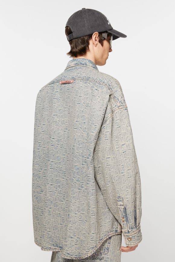 Acne Studios dongeriskjorte - avslappet passform N2PP4F990 klær blå/beige