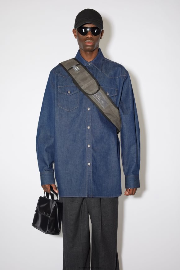 Acne Studios dongeriskjorte med knapper N2PP4F1006 klær indigo blå