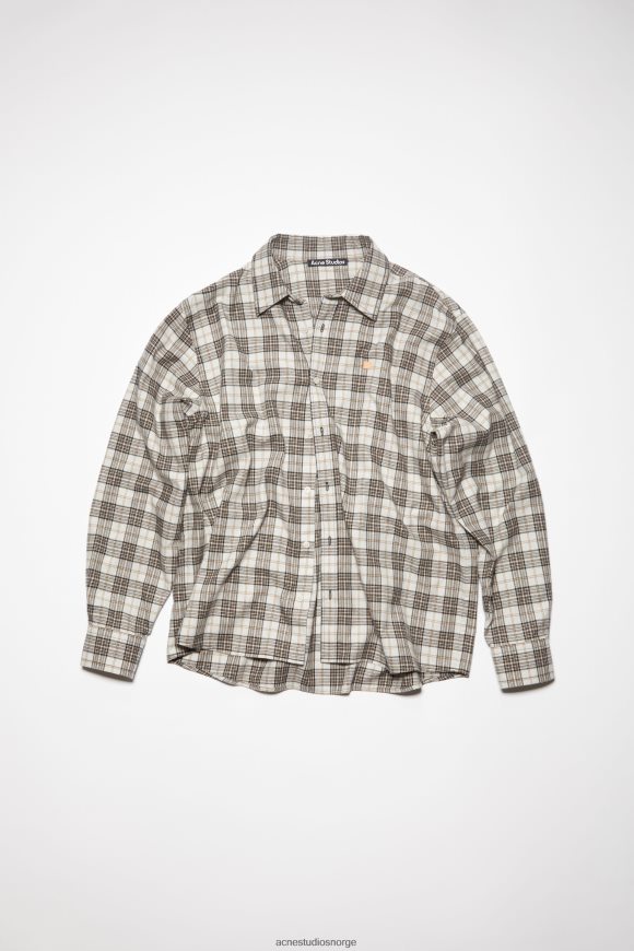 Acne Studios flanell rutete unisex skjorte med knapper N2PP4F180 klær hvit svart