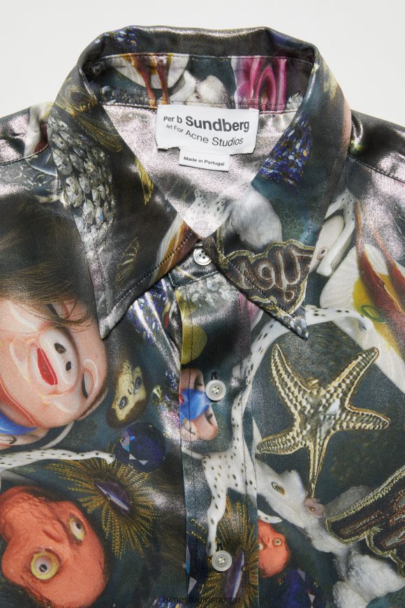 Acne Studios kortermet skjorte N2PP4F994 klær svart flerfarget