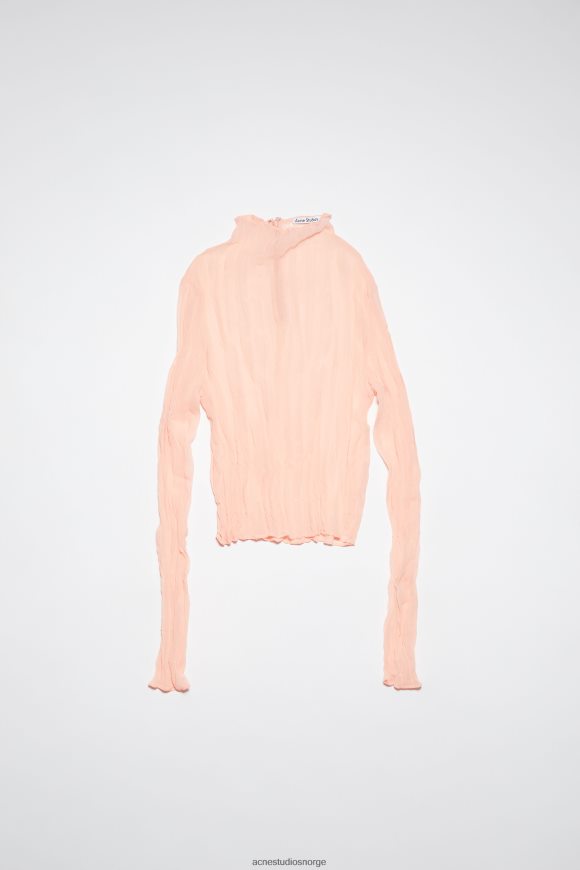 Acne Studios krøllet høyhalset topp rullebaneshow N2PP4F182 klær fersken rosa