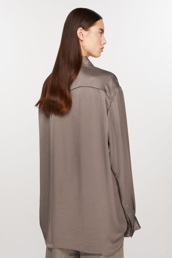 Acne Studios sateng skjorte med knapper N2PP4F168 klær sedertre grønn