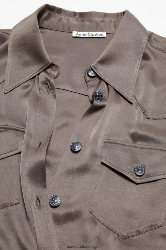 Acne Studios sateng skjorte med knapper N2PP4F168 klær sedertre grønn