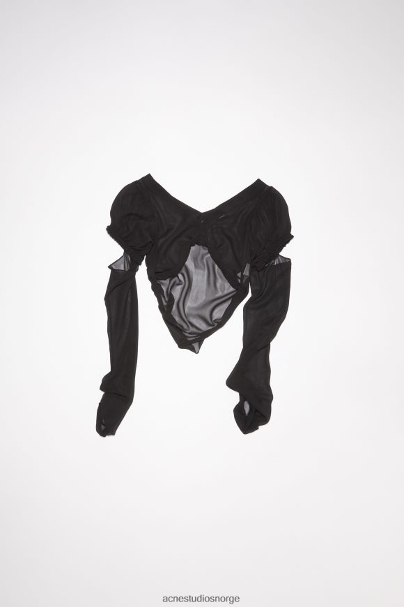 Acne Studios silke split topp rullebane show N2PP4F184 klær svart