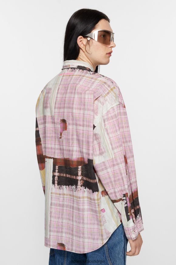 Acne Studios skjorte med trykkknapper N2PP4F993 klær rosa flerfarget