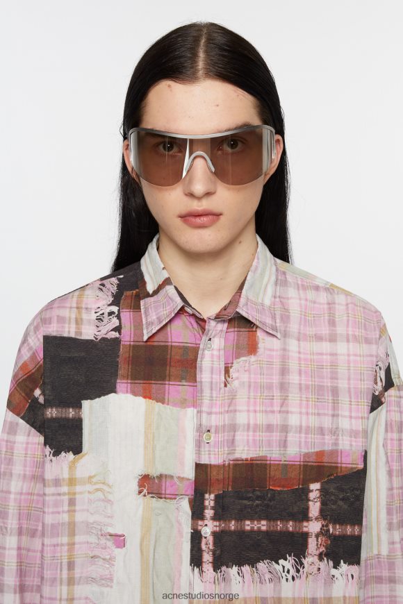 Acne Studios skjorte med trykkknapper N2PP4F993 klær rosa flerfarget