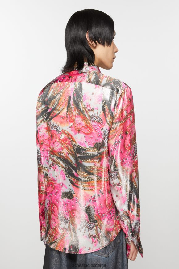 Acne Studios trykk på skjorte med knapper N2PP4F996 klær rosa flerfarget